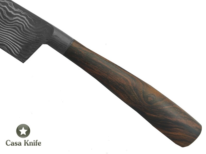 Monte Cristo faca para colecionador forjado em damasco integral linear. Empunhadura em Jacaranda Bahia, 29 cm