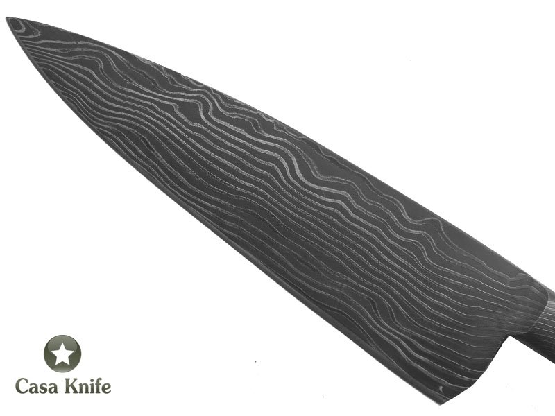 Monte Cristo faca para colecionador forjado em Aço damasco integral linear. Empunhadura em Pau Brasil, 30 cm