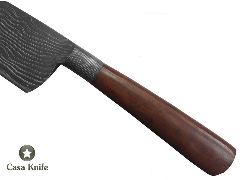Monte Cristo faca para colecionador forjado em Aço damasco integral linear. Empunhadura em Pau Brasil, 30 cm