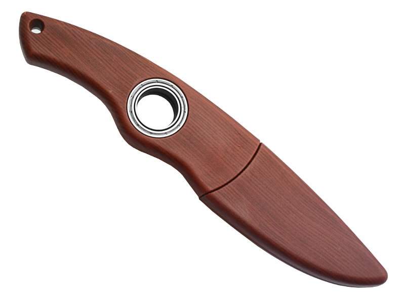 Faca de bolso em aço inoxidável. Empunhadura em material sintético, 19 cm