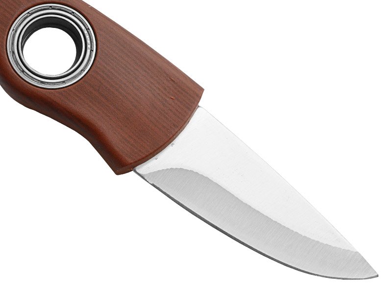 Faca de bolso em aço inoxidável. Empunhadura em material sintético, 19 cm