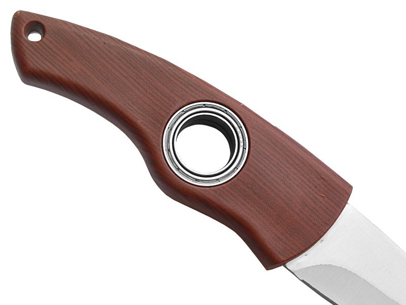 Faca de bolso em aço inoxidável. Empunhadura em material sintético, 19 cm