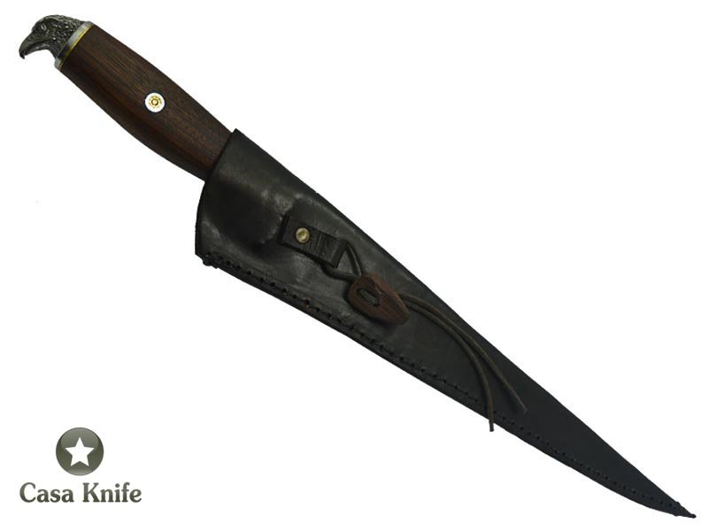 Faca sangradeira Montecristo para colecionador em aço 5160. Empunhadura em Canela Preta, 43 cm