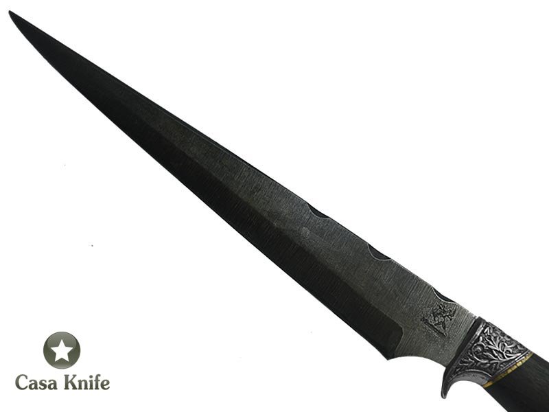 Faca sangradeira Montecristo para colecionador em aço 5160. Empunhadura em Canela Preta, 43 cm