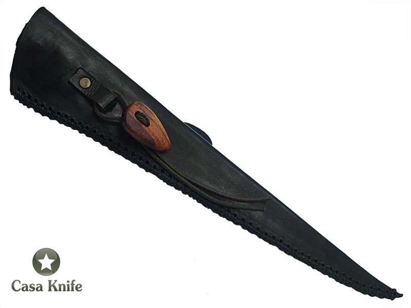 Faca Sangradeira Montecristo para colecionador em aço 5160. Empunhadura em Jacarandá Bahia estabilizada, 43 cm