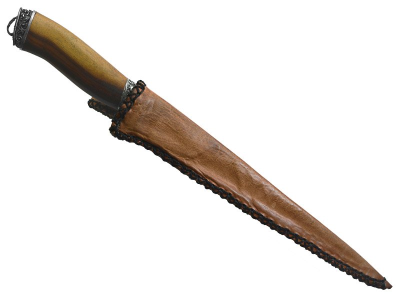 Faca sangradeira Montecristo para colecionador em aço damasco. Empunhadura em murici 37 cm