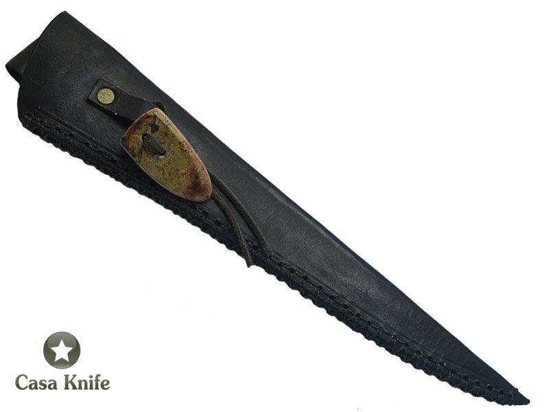 Faca Sangradeira Montecristo para colecionador em aço damasco. Empunhadura em Platano estabilizado, 42 cm