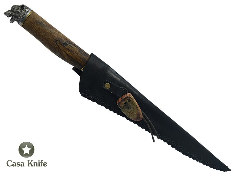Faca Sangradeira Montecristo para colecionador em aço damasco. Empunhadura em Platano estabilizado, 42 cm