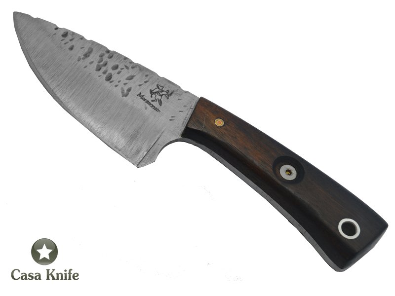 Faca Skinner Monte Cristo para colecionador forjado em aço 1075. Empunhadura em Madeira Bruna. 19 cm