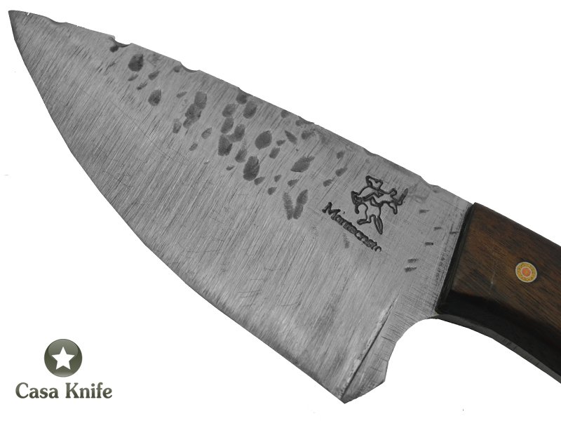 Faca Skinner Monte Cristo para colecionador forjado em aço 1075. Empunhadura em Madeira Bruna. 19 cm