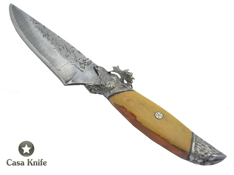 Faca Skinner Brüt Forge Monte Cristo para colecionador forjado em aço inox 420. Empunhadura em Madeira Jaqueira e Resina, 27 cm