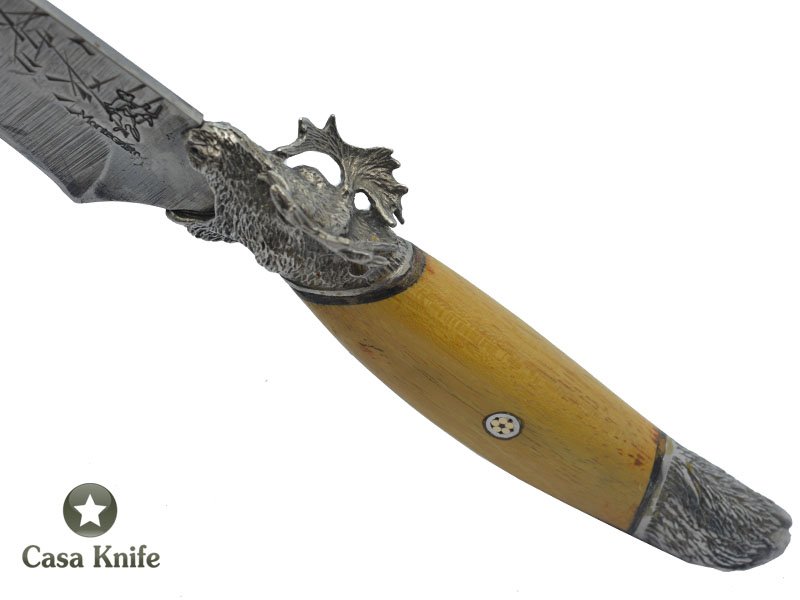 Faca Skinner Brüt Forge Monte Cristo para colecionador forjado em aço inox 420. Empunhadura em Madeira Jaqueira e Resina, 27 cm