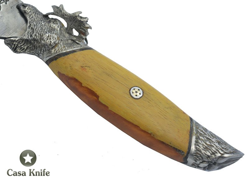 Faca Skinner Brüt Forge Monte Cristo para colecionador forjado em aço inox 420. Empunhadura em Madeira Jaqueira e Resina, 27 cm