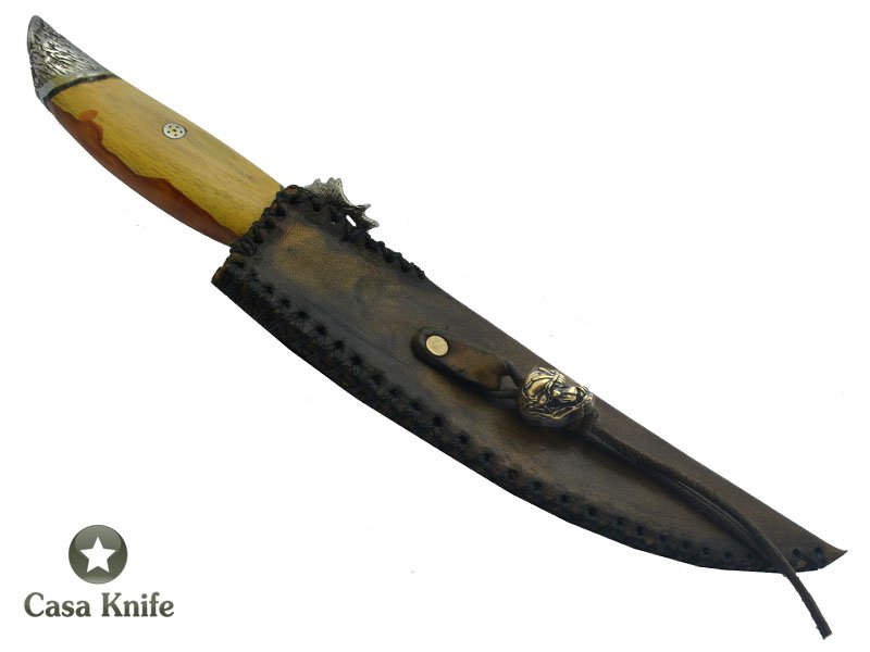 Faca Skinner Brüt Forge Monte Cristo para colecionador forjado em aço inox 420. Empunhadura em Madeira Jaqueira e Resina, 27 cm