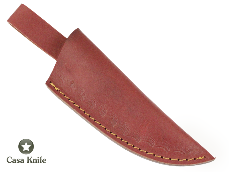 Faca Skinner para colecionador forjado em Aço Damasco. Empunhadura em Oliveira, 21 cm