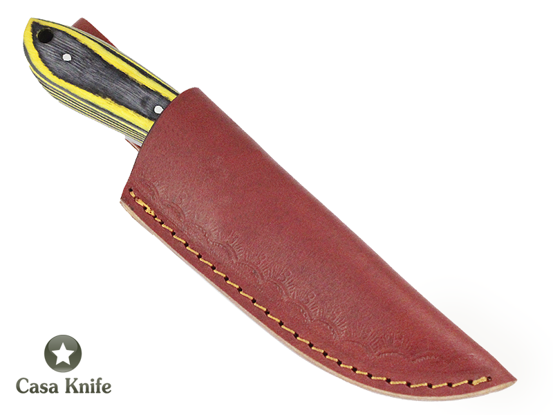 Faca Skinner para colecionador forjado em Aço Damasco. Empunhadura em Pakawook, 21 cm