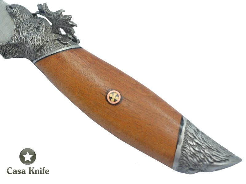 Faca Skinner Monte Cristo para colecionador forjado em aço inox 420. Empunhadura em Marfim, 25 cm