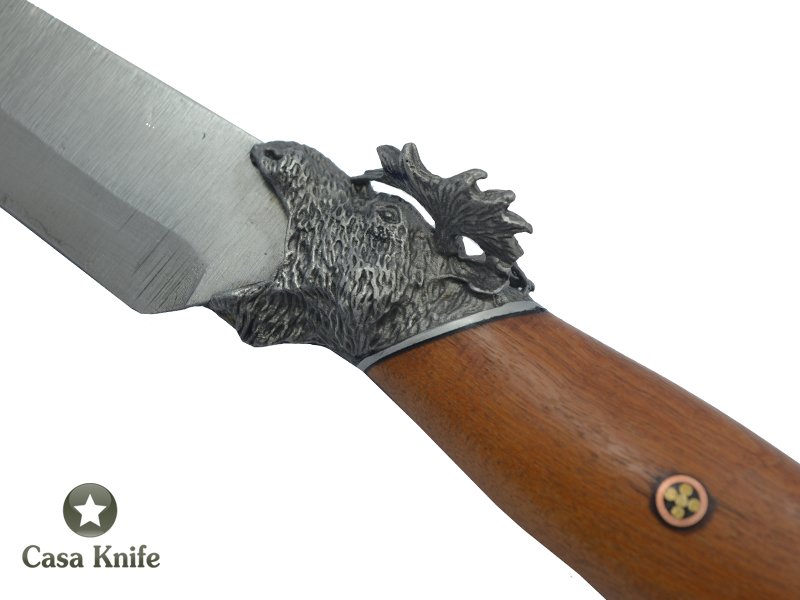 Faca Skinner Monte Cristo para colecionador forjado em aço inox 420. Empunhadura em Marfim, 25 cm