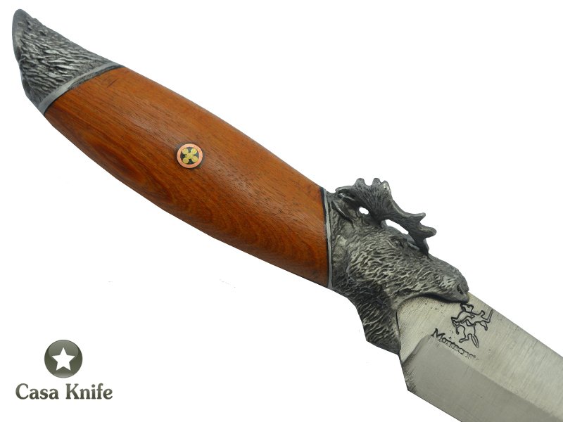 Faca Skinner Monte Cristo para colecionador forjado em aço inox 420. Empunhadura em Marfim, 25 cm