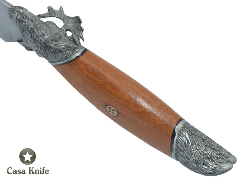 Faca Skinner Monte Cristo para colecionador forjado em aço inox 420. Empunhadura em Marfim, 25 cm