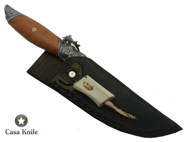 Faca Skinner Monte Cristo para colecionador forjado em aço inox 420. Empunhadura em Marfim, 25 cm