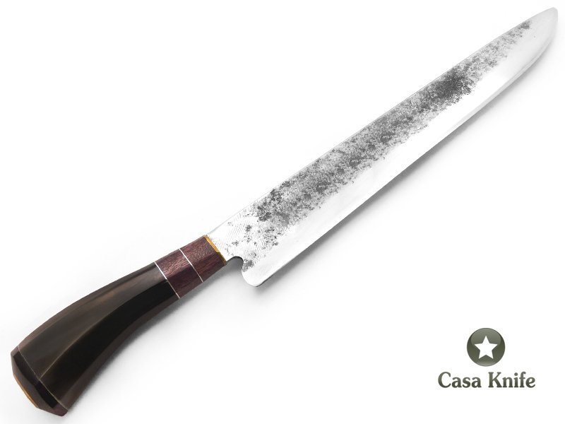 Faca Tatú para colecionador em aço carbono com empunhadura em osso e madeira 37 cm