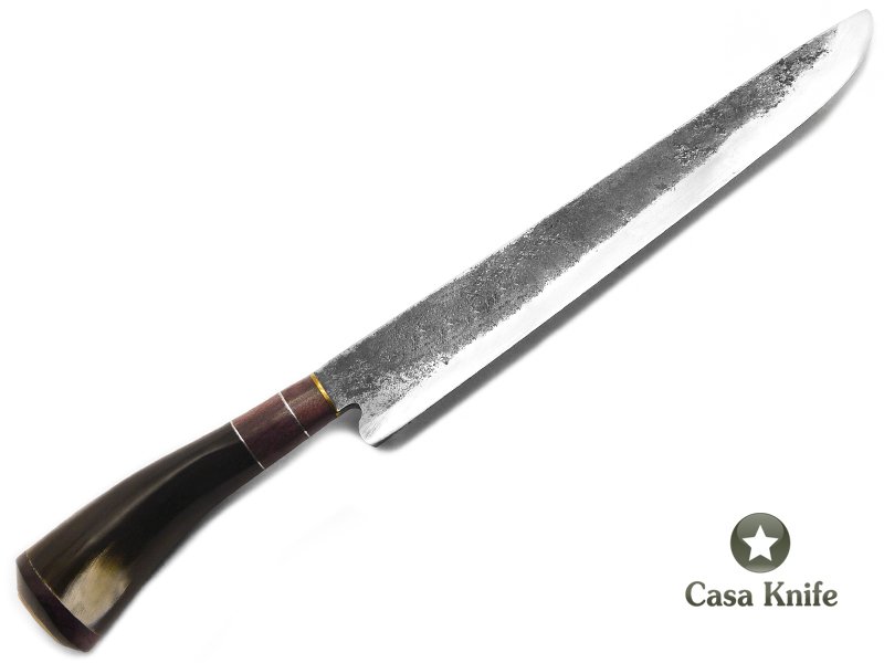 Faca Tatú para colecionador em aço carbono com empunhadura em osso e madeira 37 cm