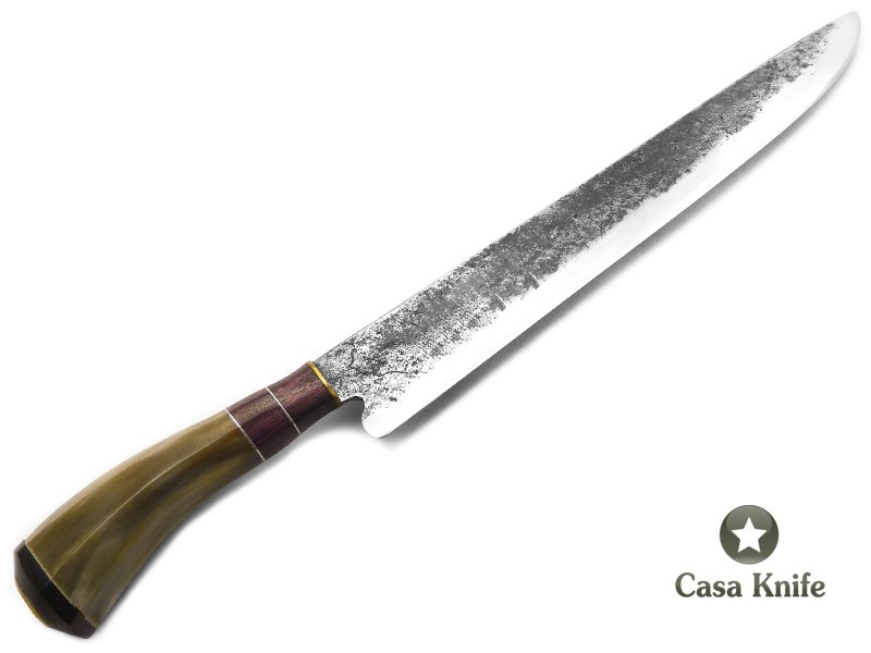 Faca Tatú para colecionador em aço carbono com empunhadura em osso e madeira 37 cm
