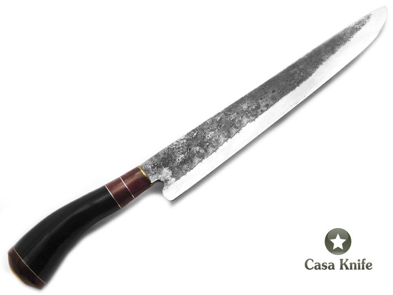 Faca Tatú para colecionador em aço carbono com empunhadura em osso e madeira 37 cm