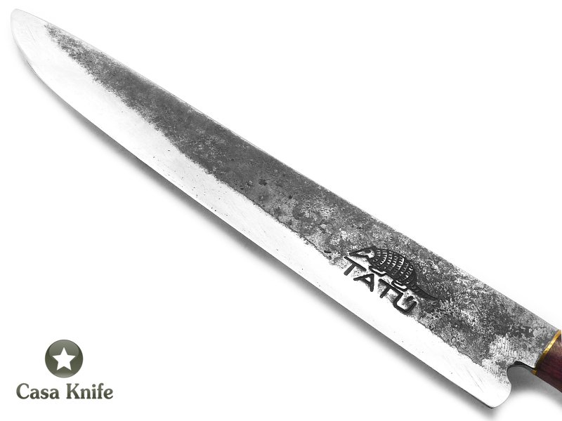 Faca Tatú para colecionador em aço carbono com empunhadura em osso e madeira 37 cm