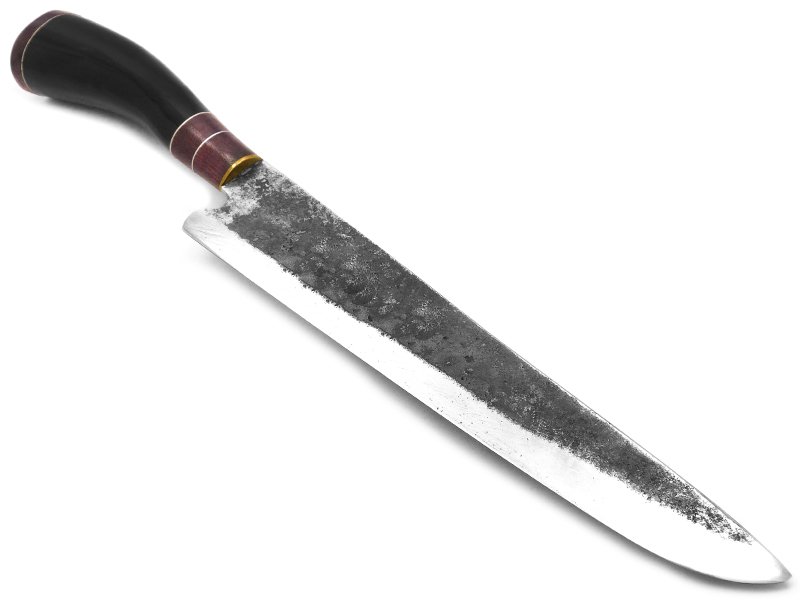 Faca Tatú para colecionador em aço carbono com empunhadura em osso e madeira 37 cm