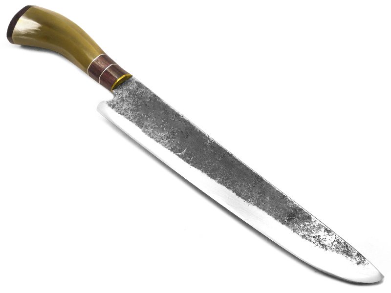 Faca Tatú para colecionador em aço carbono com empunhadura em osso e madeira 37 cm