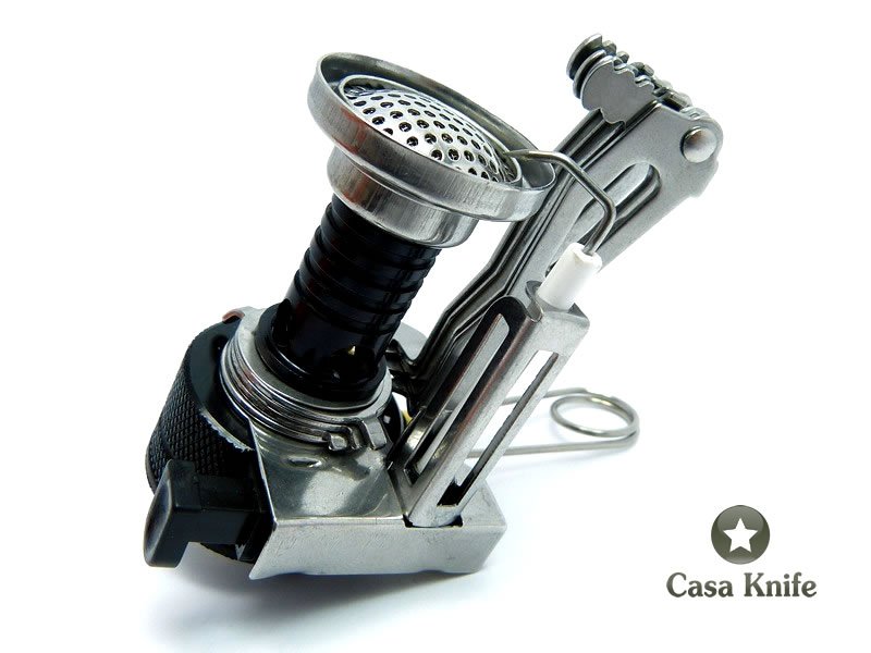 Fogareiro portátil para Camping em aço inoxidável e metal cromado