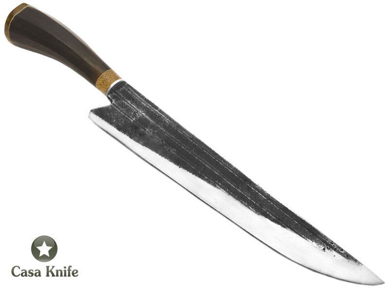 Formiga faca para colecionador em aço carbono com empunhadura em osso e madeira 35 cm