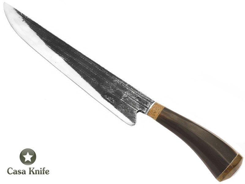 Formiga faca para colecionador em aço carbono com empunhadura em osso e madeira 35 cm