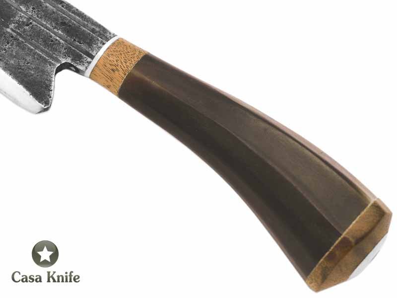 Formiga faca para colecionador em aço carbono com empunhadura em osso e madeira 35 cm