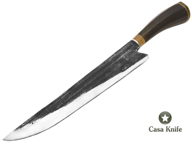 Formiga faca para colecionador em aço carbono com empunhadura em osso e madeira 35 cm