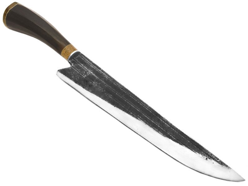 Formiga faca para colecionador em aço carbono com empunhadura em osso e madeira 35 cm