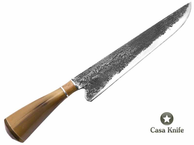 Formiga faca para colecionador em aço carbono com empunhadura em osso e madeira 36 cm