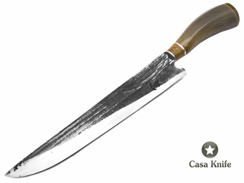 Besouro faca para colecionador em aço carbono com empunhadura em osso e madeira 37 cm