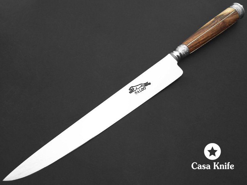 Galgo faca língua de chimango para colecionador em aço carbono com empunhadura em madeira de pau-ferro 34 cm