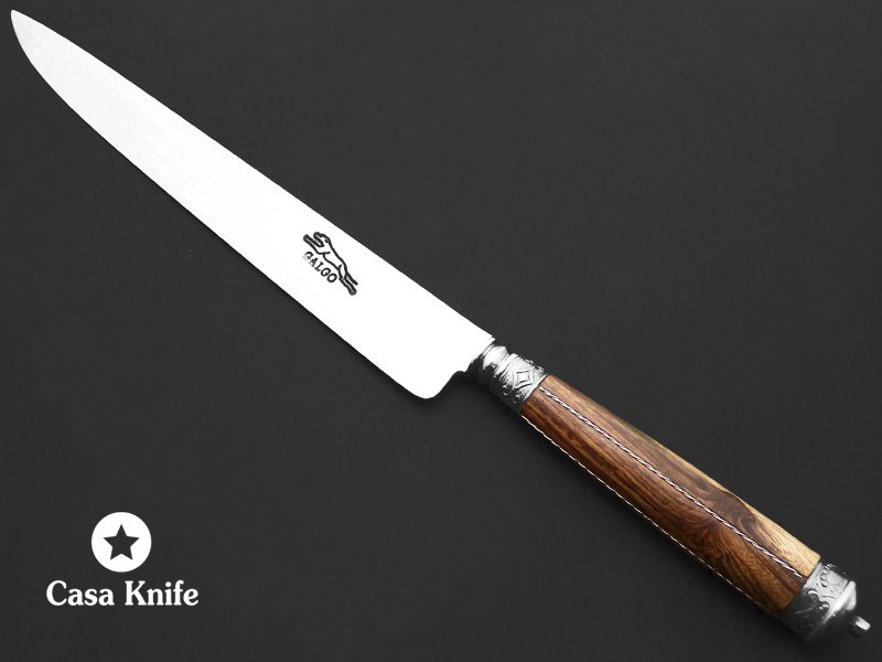Galgo faca língua de chimango para colecionador em aço carbono com empunhadura em madeira de pau-ferro 34 cm