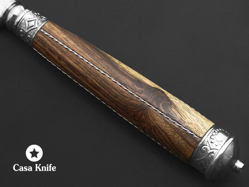 Galgo faca língua de chimango para colecionador em aço carbono com empunhadura em madeira de pau-ferro 34 cm