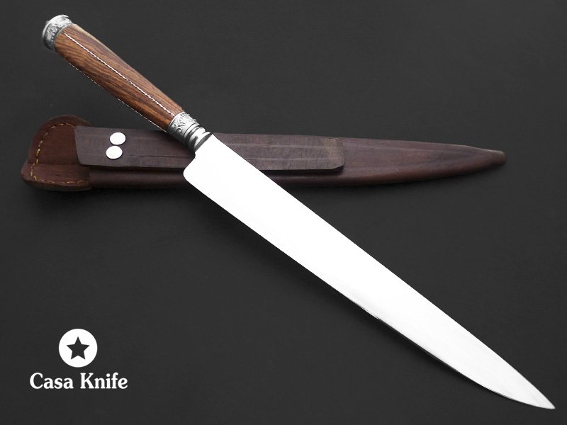 Galgo faca língua de chimango para colecionador em aço carbono com empunhadura em madeira de pau-ferro 34 cm