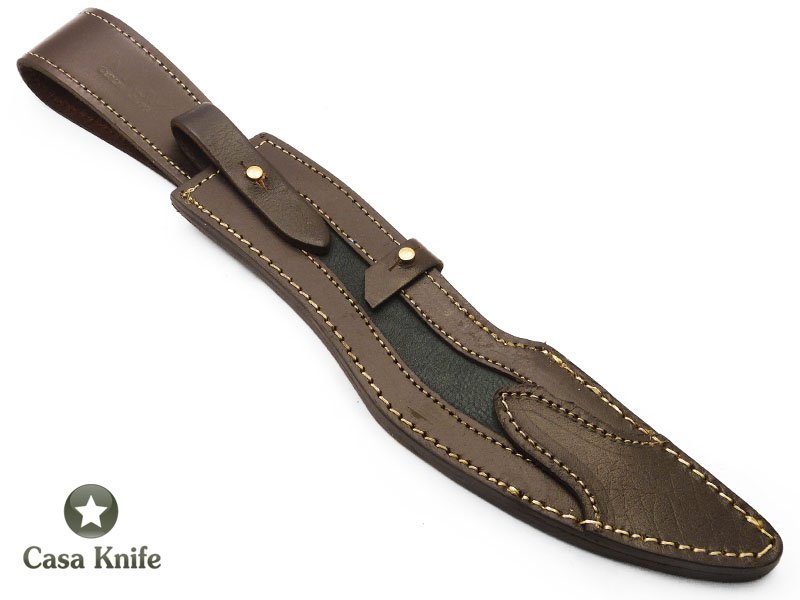 Impact faca Bowie para colecionador forjada em aço D2 com empunhadura em couro natural 40 cm