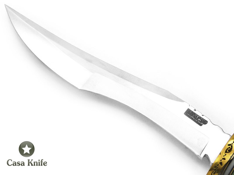 Impact faca Bowie para colecionador forjada em aço D2 com empunhadura em couro natural 40 cm