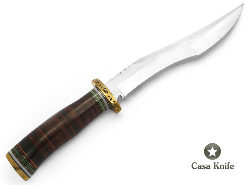 Impact faca Bowie para colecionador forjada em aço D2 com empunhadura em couro natural 40 cm