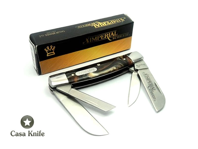 Imperial Schrade canivete em aço inoxidável 4 lâminas 20 cm