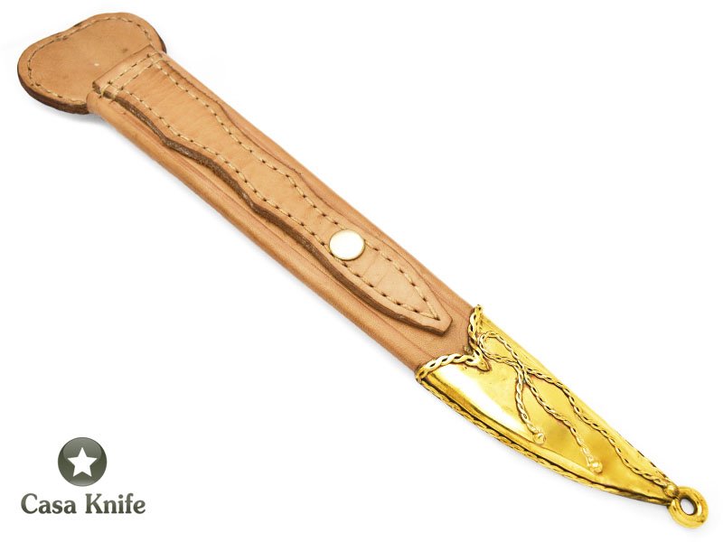 Indio faca Javalizeira para colecionador em aço carbono - Lima Grosa com empunhadura em chifre de cervo e bronze 45 cm