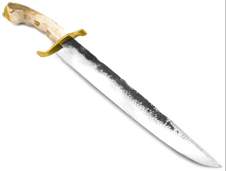 Indio faca Javalizeira para colecionador em aço carbono - Lima Grosa com empunhadura em chifre de cervo e bronze 45 cm